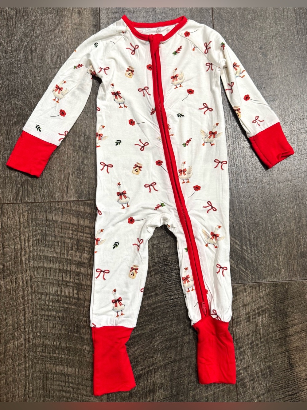 Bamboo Zipper Sleeper • Christmas Goose • Print 6-12 m